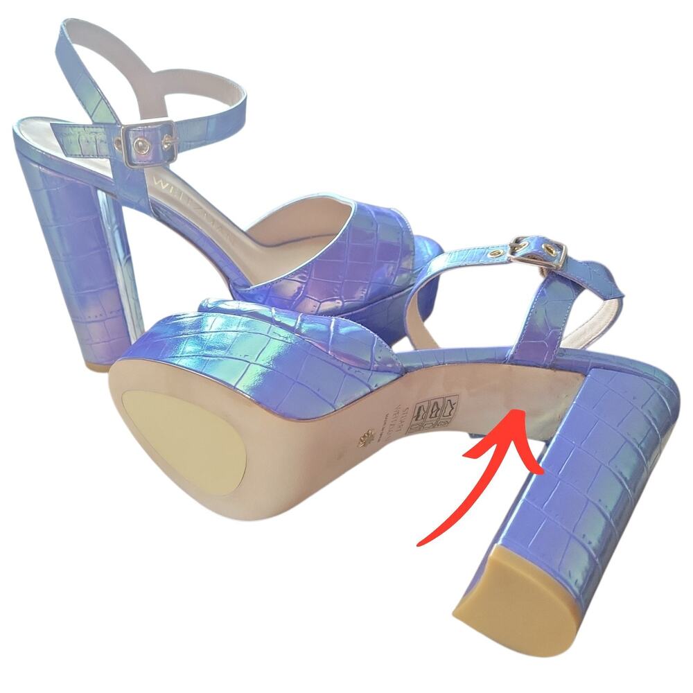 Stuart Weitzman Ryder 95 Platform Sandal, Violet Ice, US 7.5 B - Picture 6 of 6